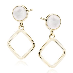 Cercei argint lungi placati cu aur galben si Mother of Pearl DiAmanti Z2118EG-DIA (Argint 925‰ 1,5 g.)
